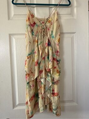 Valentine Gauthier Paris Tie Dye Lace Up Flowy Summer Dress Size 1 Cottagecore